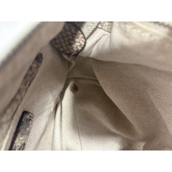 Michael Kors Beige Snakeskin Tasseled Shoulder Bag Astor Laced Grommets 10" W - Picture 11 of 11